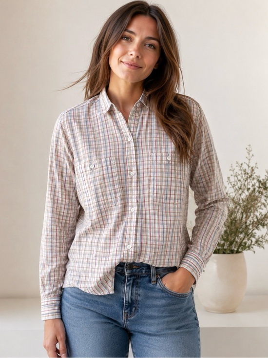 john henry Tops - Vintage John Henry Cotton Plaid Button Down Shirt 100% Cotton Hong Kong Size 6